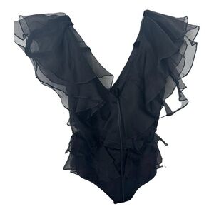 Johanna Ortiz body suit silk ruffle top 0